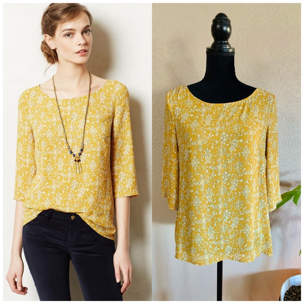 HD in Paris Eira yellow 3/4 sleeve top